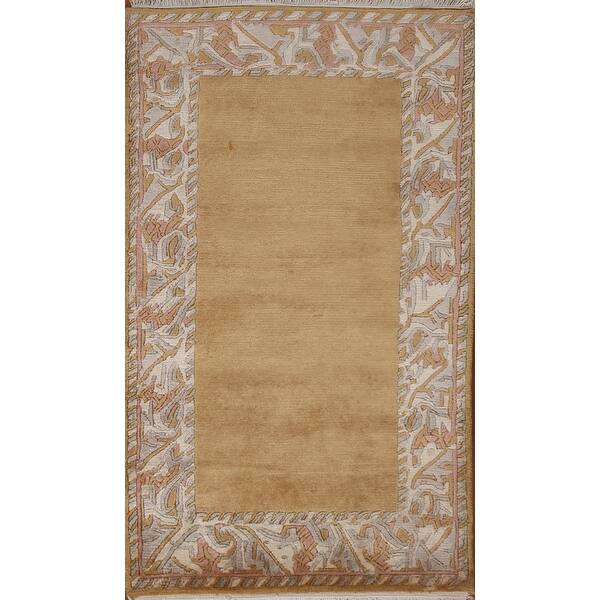 slide 2 of 19, Bordered Contemporary Nepalese Oriental Rug Hand-knotted Wool Carpet - 2'2" x 3'10"