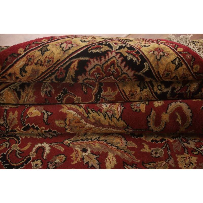 Red Floral Agra Oriental Area Rug Hand-Knotted Wool Carpet - 7'9" x 10'0"