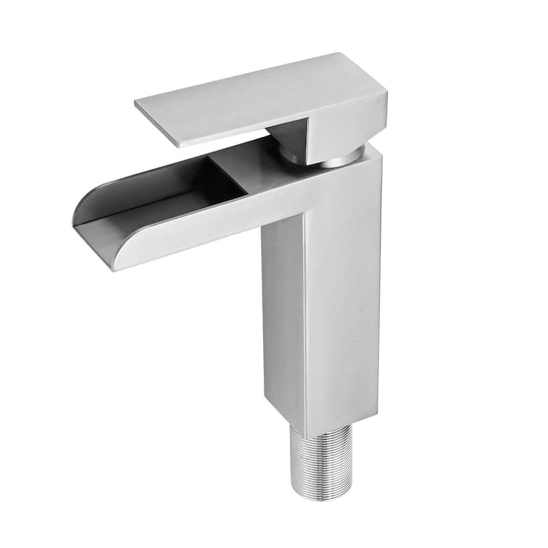 Modern Waterfall Single Handle Bathroom Sink Faucet with Overflow Pop Up Drain, Anti Corrosion and Rust Resistant