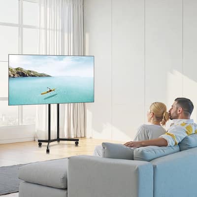 Rolling TV Stand Mobile TV Cart Holds Up to 88 lbs for 32-65 Inch - 52 inches