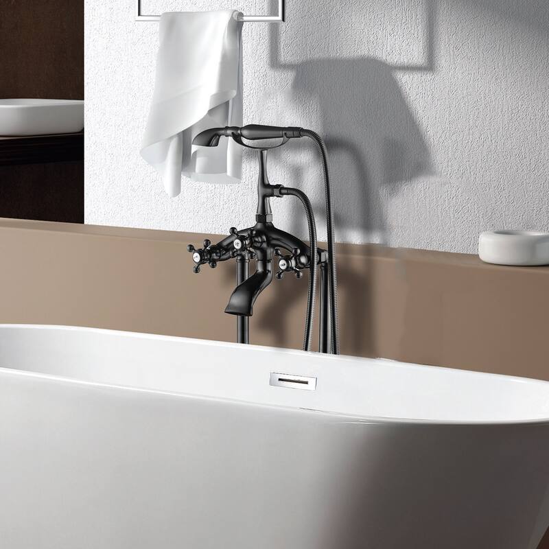 Tugela 3-Handle Claw Foot Tub Faucet with Hand Shower in Matt Black