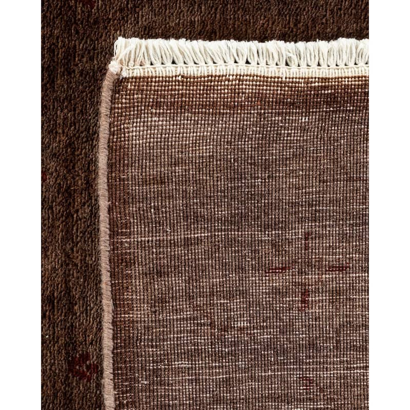 Overton Hand Knotted Wool Vintage Inspired Modern Contemporary Overdyed Brown Area Rug - 4' 0" x 5' 10"