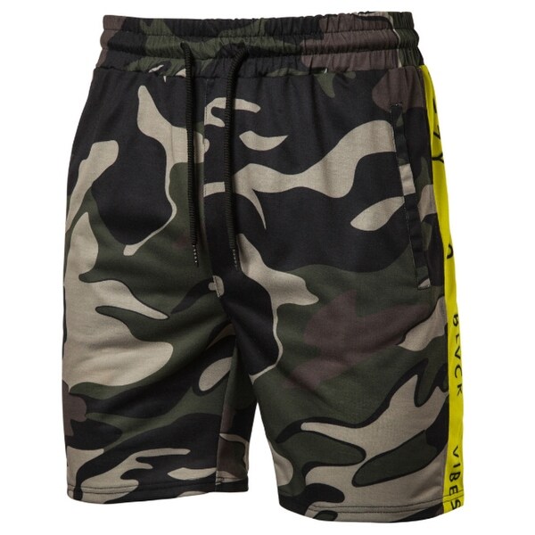 mens camo shorts elastic waist