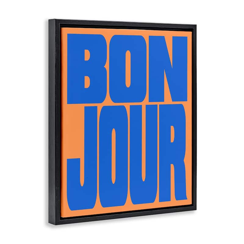 Stupell Bonjour Blue & Orange Framed Floater Canvas Wall Art Design By House of Lulu