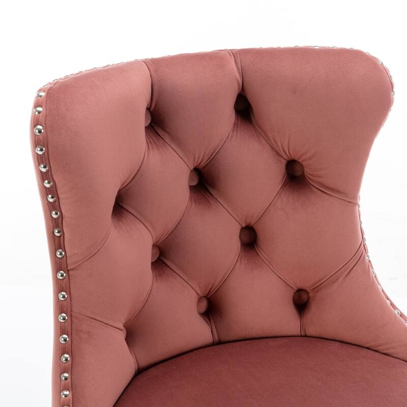 GDF Studio - Modern Upholstered Swivel Velvet Bar Stools with Adjustable Seat Height and Tufted Back (Set of 2)