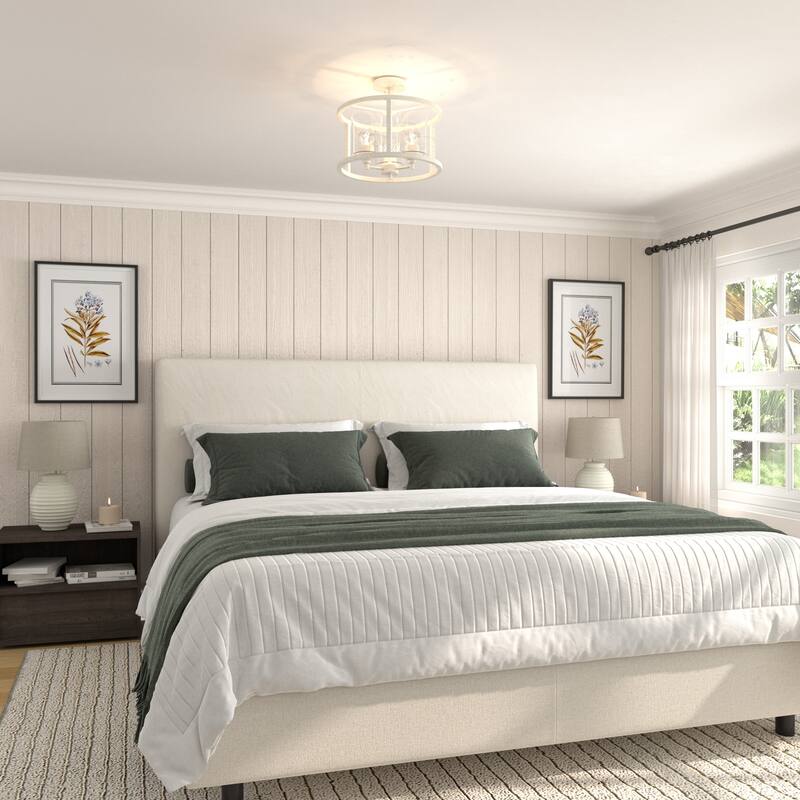 Acroma 3-light White Modern Farmhouse Semi-Flush Mount Ceiling Light