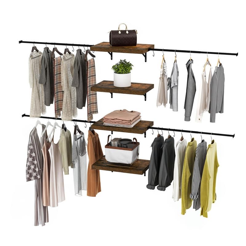 Moasis 70.8" - 102.4" W Heavy Duty Closet Organizers with 4-Tier Storage and 10 Hooks