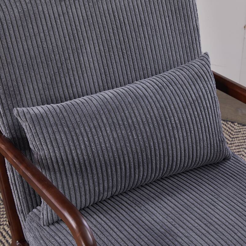 Polyester Mid-Century Armchair with Pillow & Ergonomic Support