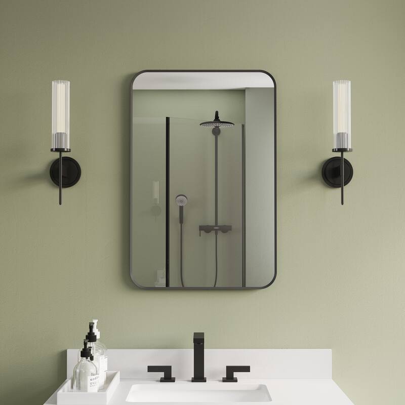 Recessed or Surface Wall Mount Bathroom Mirror Medicine Cabinet With Adjustable Glass Shelves - 20''W X 30''H
