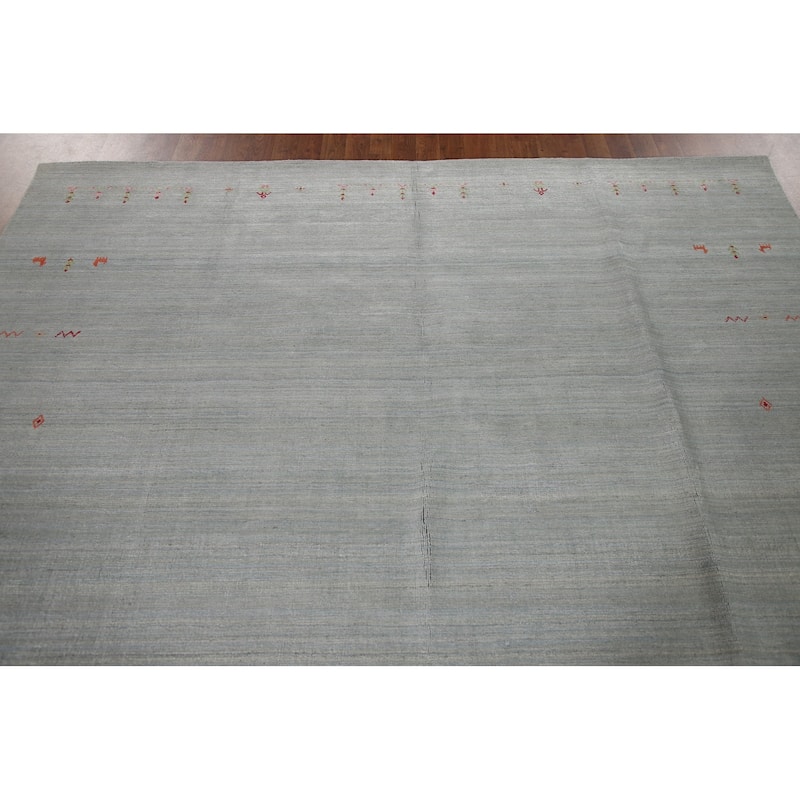 Grey Gabbeh Oriental Area Rug Hand-Knotted Wool Carpet - 8'0"x 9'10"