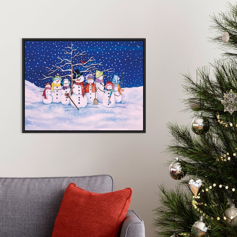 Snow Family by Kathleen Parr McKenna Framed Canvas Wall Art