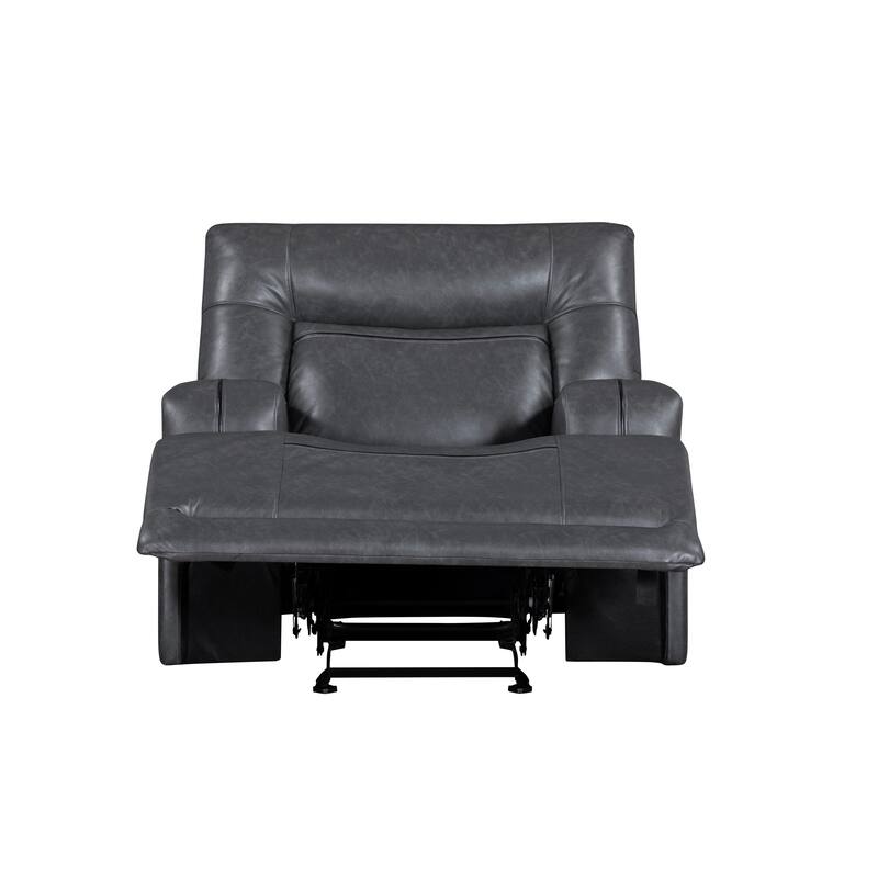 Tito Manual Glider Reclining Chair, Gray Polyester, Pillow Top Arms