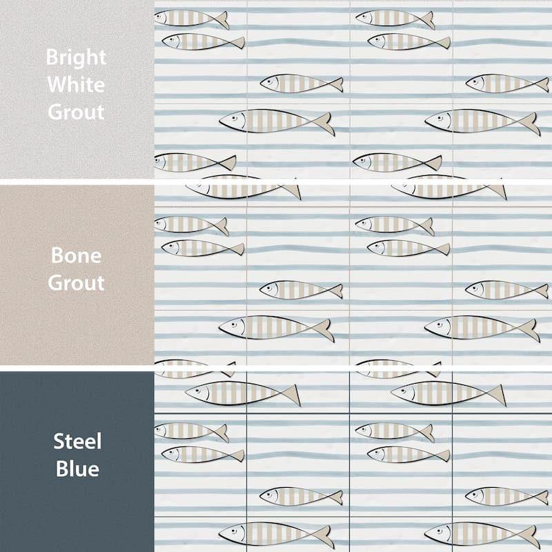 Merola Tile Berta Olas Decor 7-7/8" x 7-7/8" Ceramic Wall Tile - Case (4 Tiles)