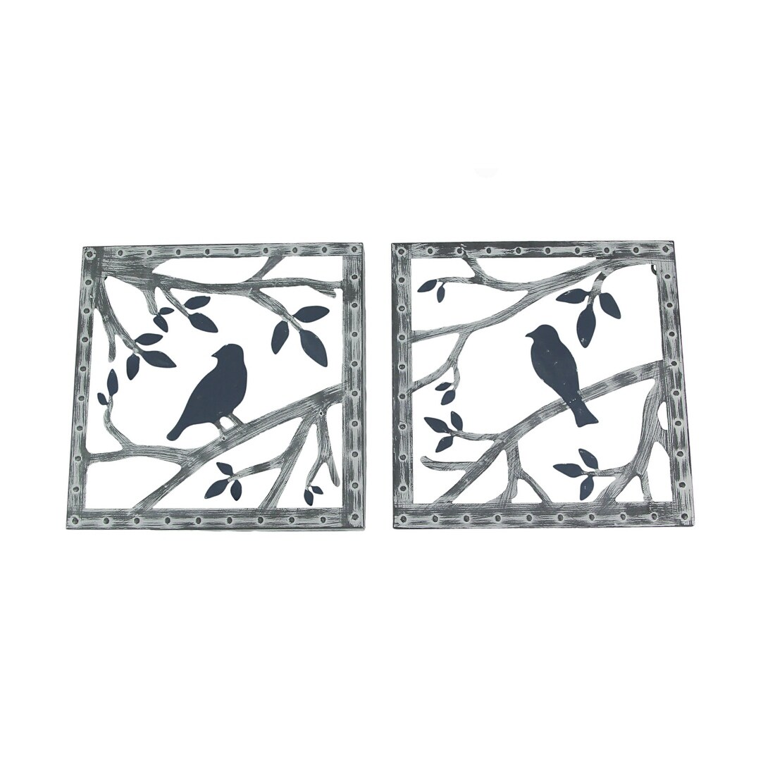 Shop Birds And Branches 2 Piece Blue And Gray Metal Wall Sculpture