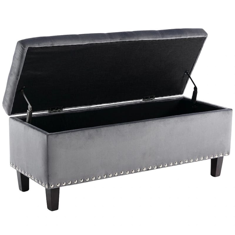 41" Storage Ottoman Tufted Upholstered Rectangle End of Bed Bench