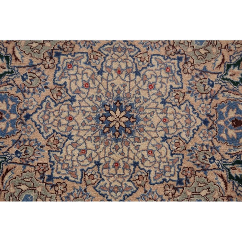 Vegetable Dye Green Nain Chinese Area Rug Handmade Wool Carpet - 6'2"x 9'0"