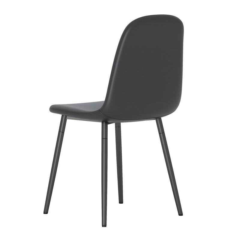 Roomfitters Mid-Century Modern Dining Chairs with Spoon Back and Black Metal Legs, Upholstered Set of 4, Black