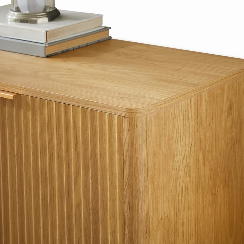 Modern 59" Fluted Buffet Sideboard Cabinet with Shelves, TV Stand Storage Cabinet with 4 Wave Doors for Organized Living Spaces