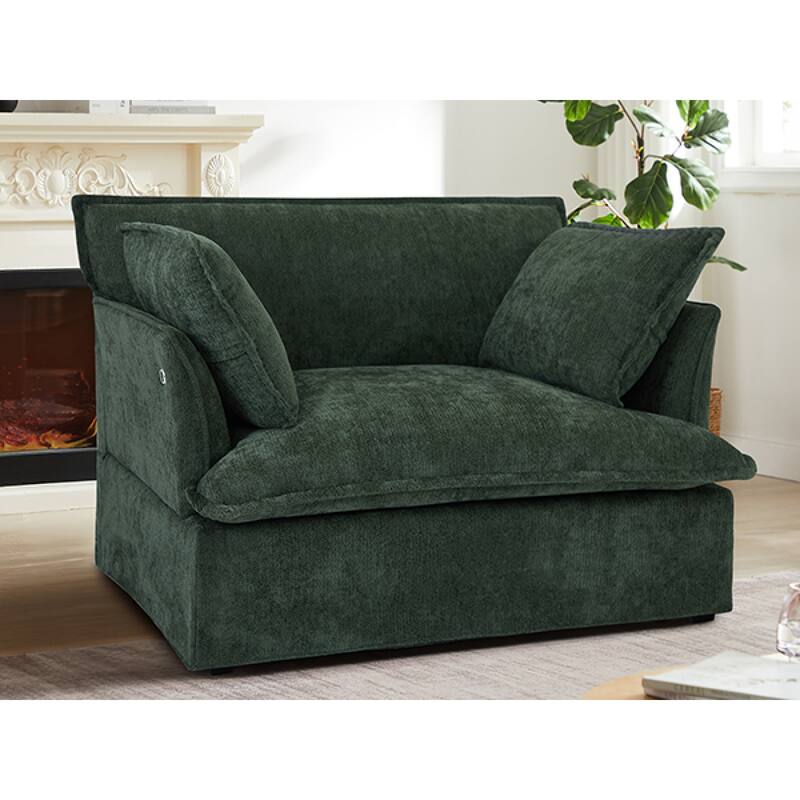 Roomfitters 47.2" Oversized Accent Chair, Chenille Armchair with Deep Wide Seat, Throw Pillows, Modern Lounge Sofa