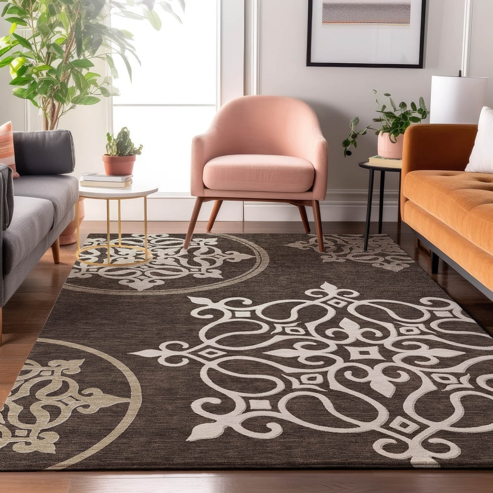 Premium Washable Super Soft Transitional Scroll Mayfield Rug