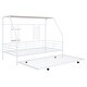 preview thumbnail 65 of 78, Metal House Bed with Trundle, Twin/Full Size Daybed Playhouse Bed with Bulit-in Storage Shelves and Metal Grid for Kids Teens