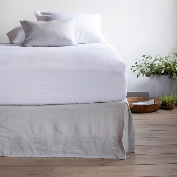 100% French Linen Bedskirt by BOKSER HOME - King - Pebble Heather