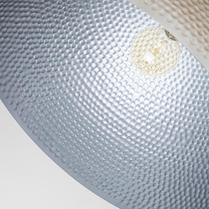 Rennnsan 1-Light Vintage Industrial Antique Silver Pot Lid Hammered Dome Pendant Light for Kitchen Islands