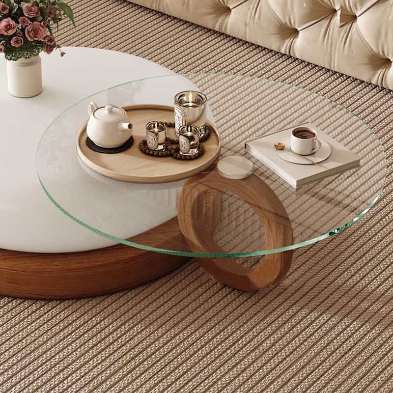 JASIWAY Light Luxury Glass Coffee Table