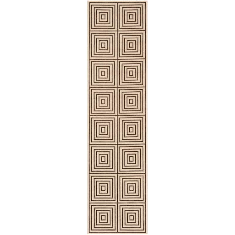 SAFAVIEH Linden Loris Indoor/ Outdoor Waterproof Patio Backyard Rug - 2'2" x 8' Runner - Creme/Brown