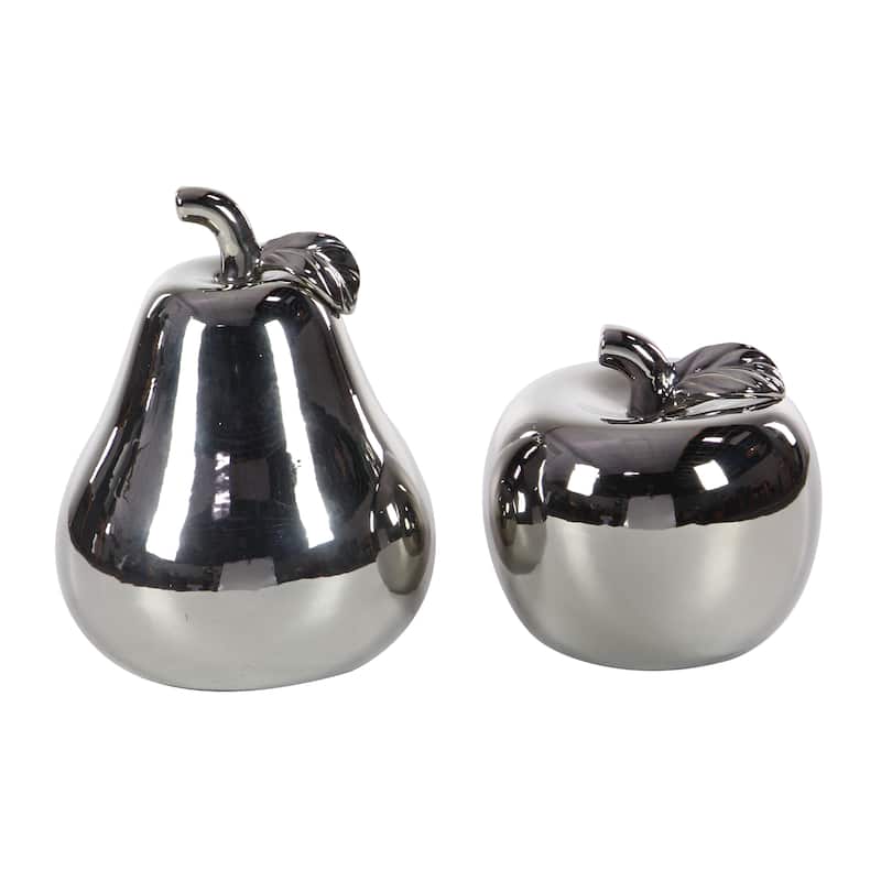 Copper Grove Kitty Red Ceramic Pear and Apple (Set of 2)
