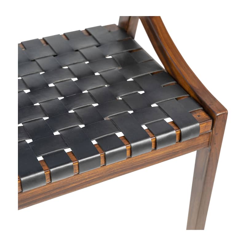 Willow Stained Teak and Woven Full Grain Leather Chair