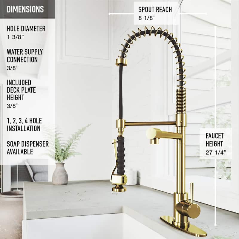 VIGO Zurich 27" H Single Handle Pull-Down Sprayer Kitchen Faucet