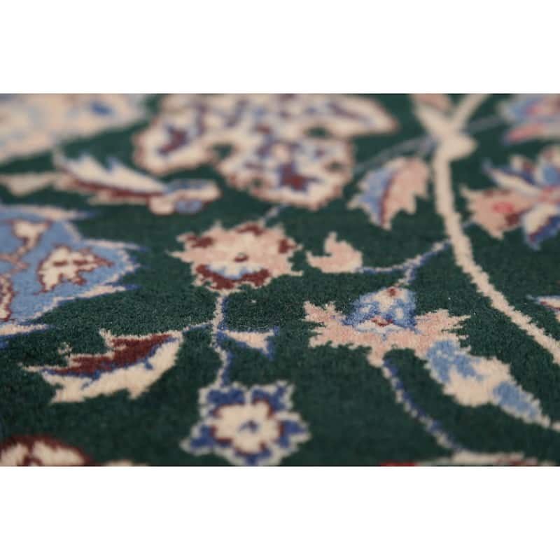 Vegetable Dye Green Nain Chinese Area Rug Handmade Wool Carpet - 6'2"x 9'0"