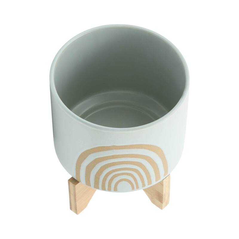 Sagebrook Home Ceramic Rainbow Arch Planter Pot with Stand