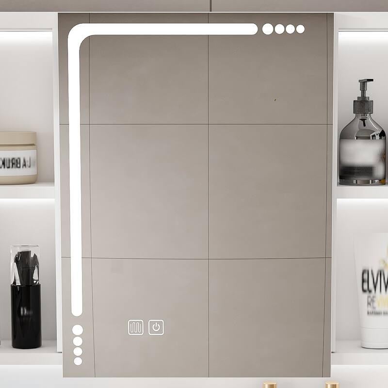 Wall Mounted Bathroom Mirror Cabinet with LED Lights, Anti-Fog & Explosion-Proof, Touch Control Medicine Cabinet