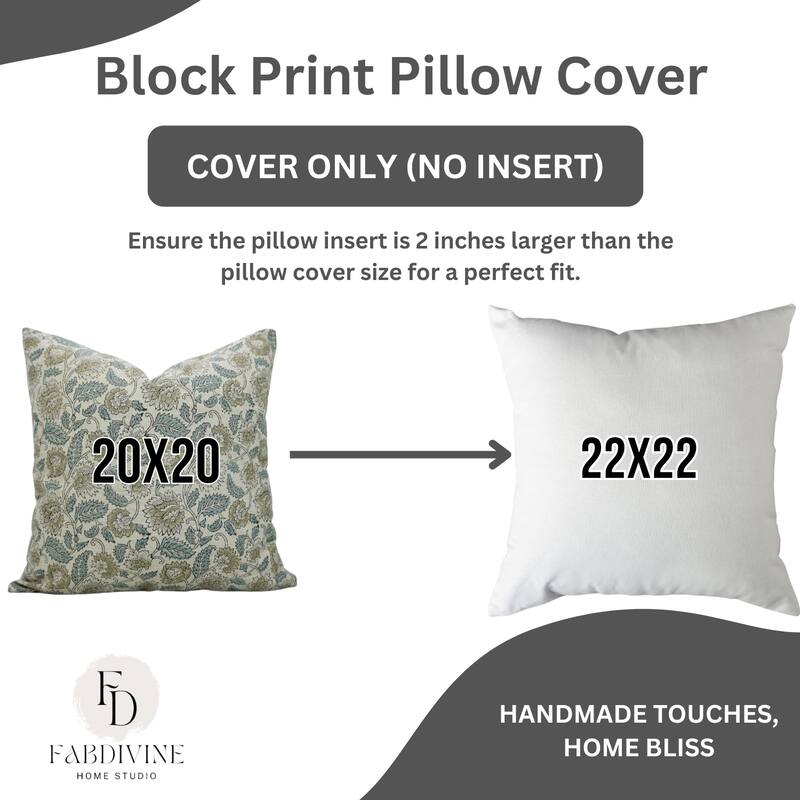 Fabdivine Handmade Floral or Weave Yellow Pillow Cover in Soft Linen for Block Print Room Boho Spring Home Décor, Lehar