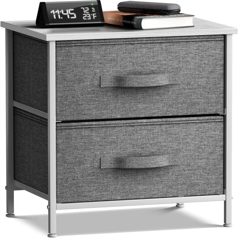 Nightstand with 2 Drawers - White