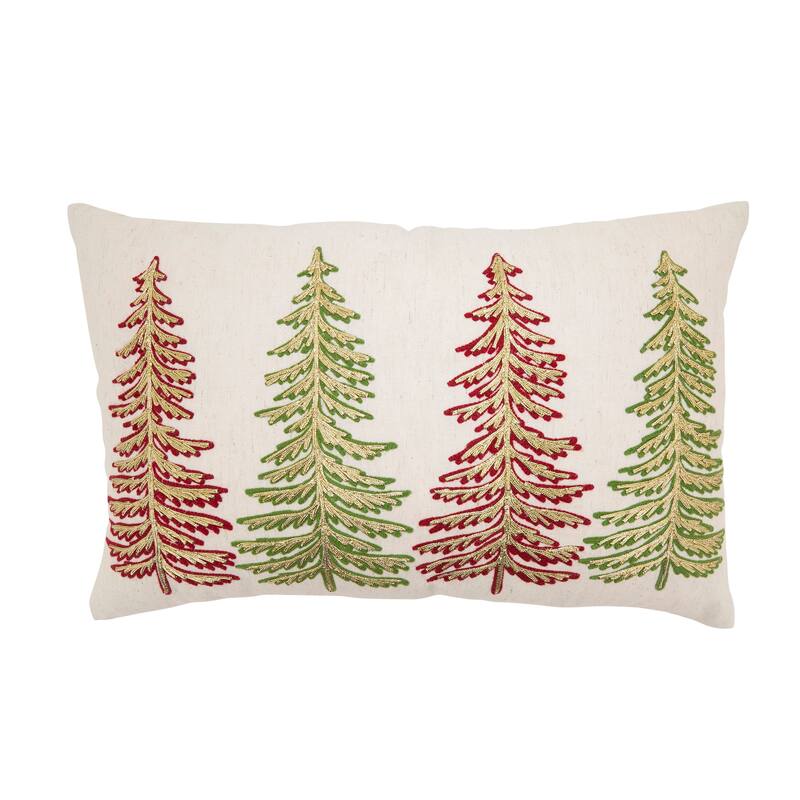 Christmas Trees Throw Pillow - 14"x22" - Cover Only - Natural