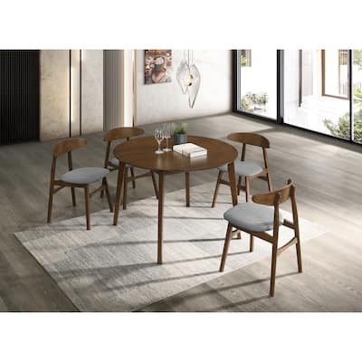 Modrest Castillo Modern Walnut Round Dining Table