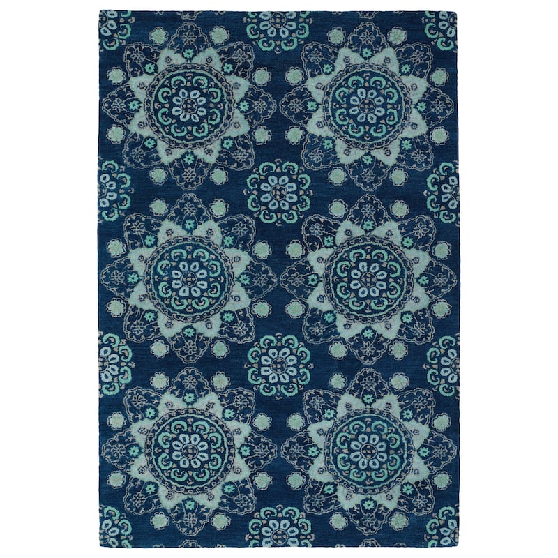 Global altitude collection, indoor/outdoor area rug. - 3'6" x 5'6" - Navy/Natural/Criss Cross/Lavender/Ivory