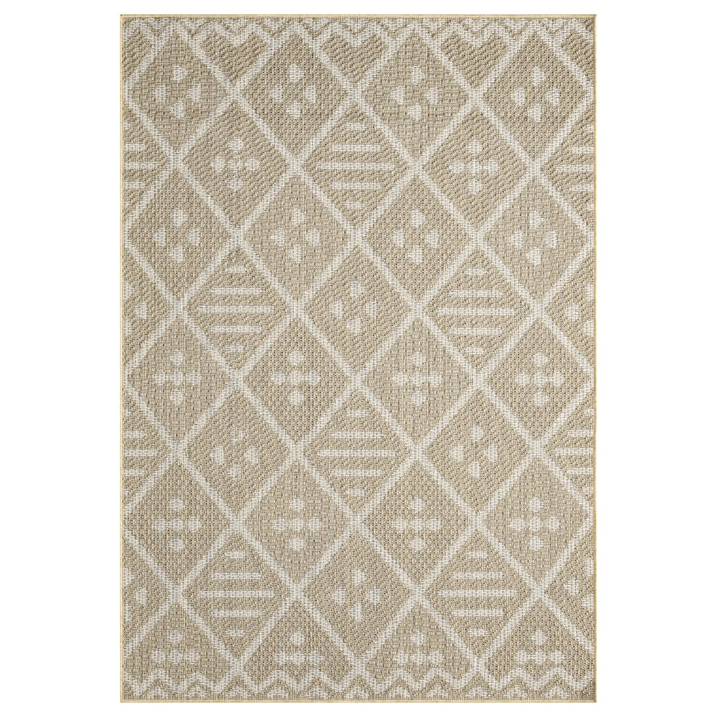 Terra by Obeetee Harvest Diamond Repeat Beige Rug