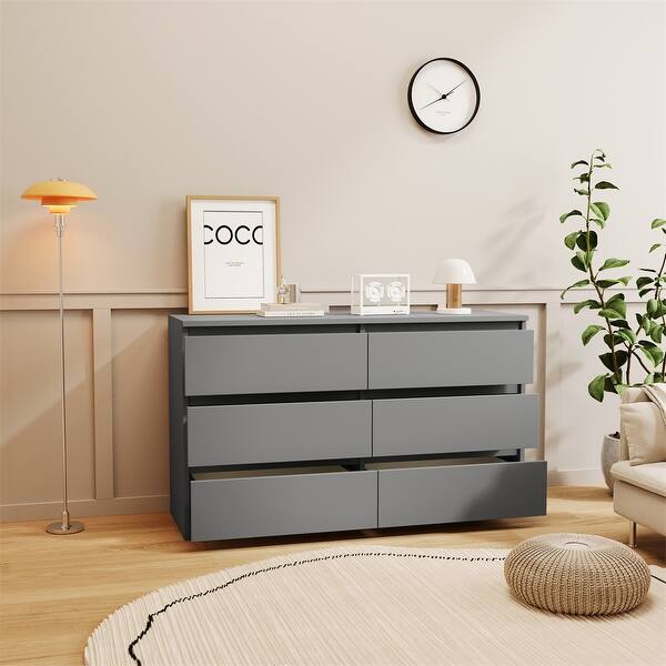 grey dresser table Grey Large 6 Drawers Chest of Drawer Dressers Tableundefined - Bed Bath &  Beyond
