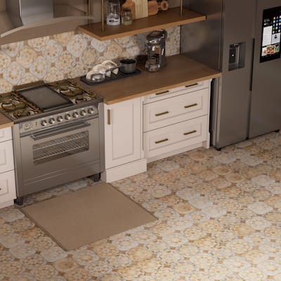 Merola Tile Laverton Octagon Deco Multicolor with Taco Natural 7-7/8" x 7-7/8" Porcelain Floor and Wall Tile