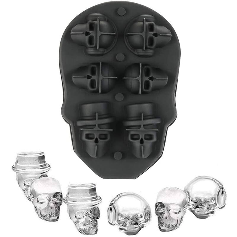 Spooky Halloween Ice Tray Molds - Tombstones & Skulls - 6 cube Mini Skulls