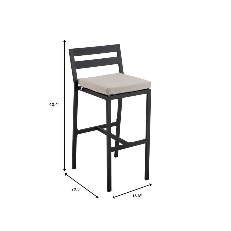 Chelsea Patio Bar Stool in Powder-Coated Aluminum Frame with Removable Cushion