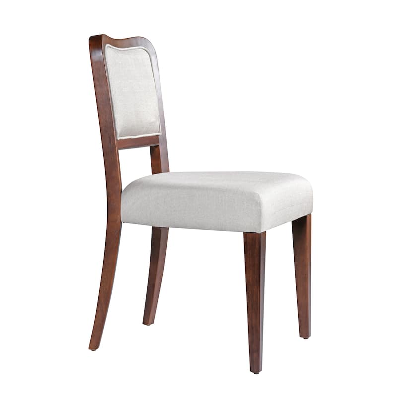 Modern Upholstered Dining Chairs Fabric Side Chair with Walnut Finish Curved Back and Hardwood Frame, for Dining Rooms, Set of 2