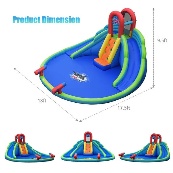 Costway Inflatable Bounce House Kids Water Splash Pool Dual Slides