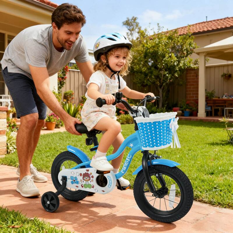 Costway 12”/14”/16”/18” Kids Bike with Training Wheels, Basket, Hand & - See Details