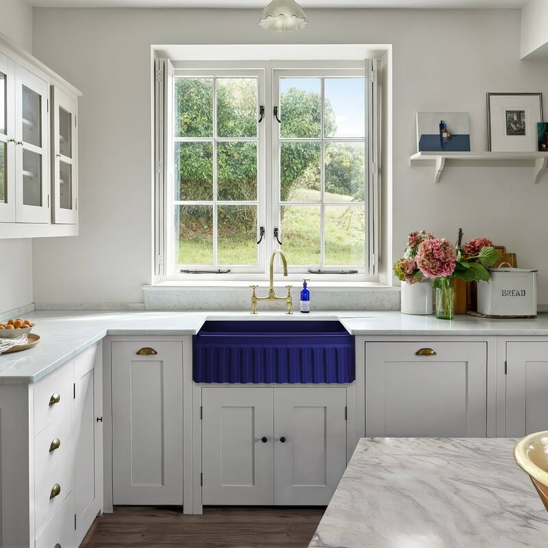 Whitehaus 30" Quatro Alcove Reversible Single Basin Fireclay Farm
