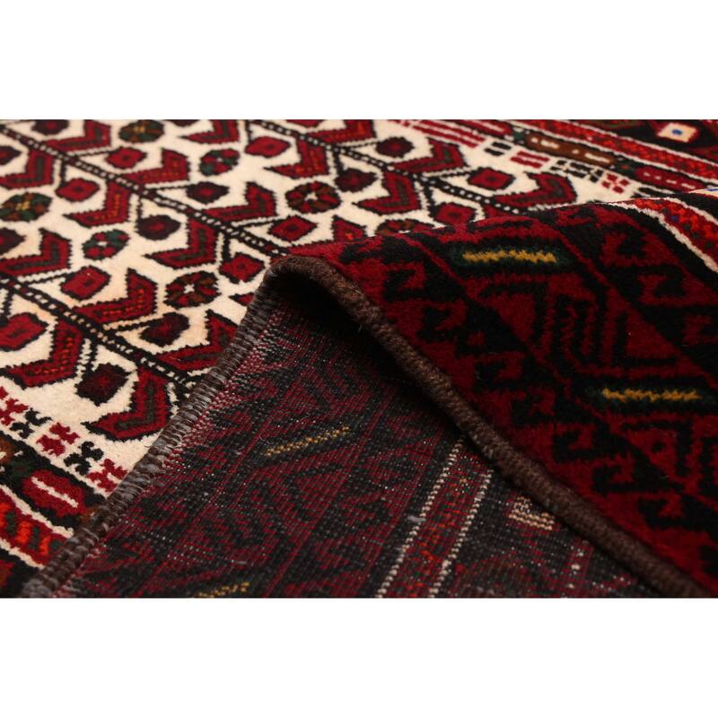 ECARPETGALLERY Hand-knotted Teimani Cream, Red Wool Rug - 3'3 x 6'5